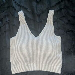 Zenana Outfitters White Ribbed Tank Top